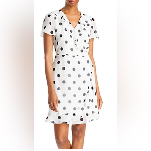 Karl Lagerfeld Black and White Polka Dot Mini Dress - Picture 1 of 15